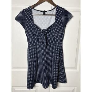 Forever 21 Retro Look Navy And White Polka Dot Dress Medium